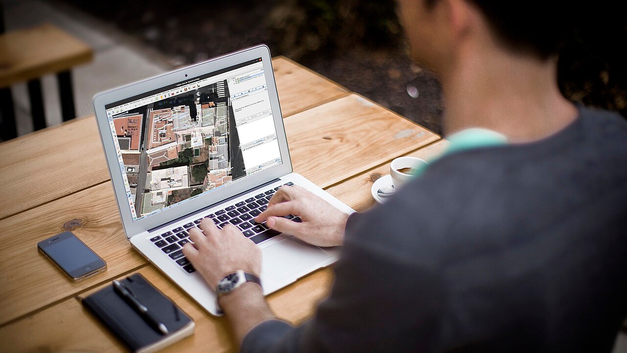 A person working at a laptop